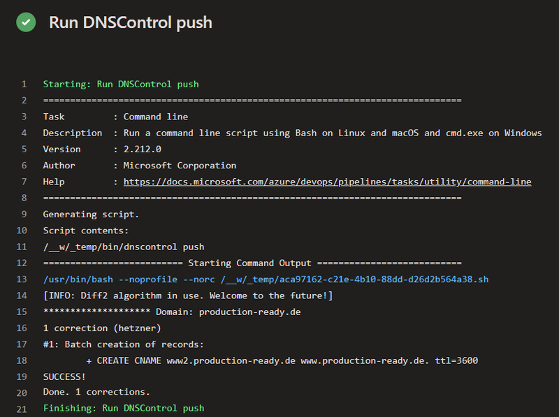 DNSControl in Azure DevOps Pipeline